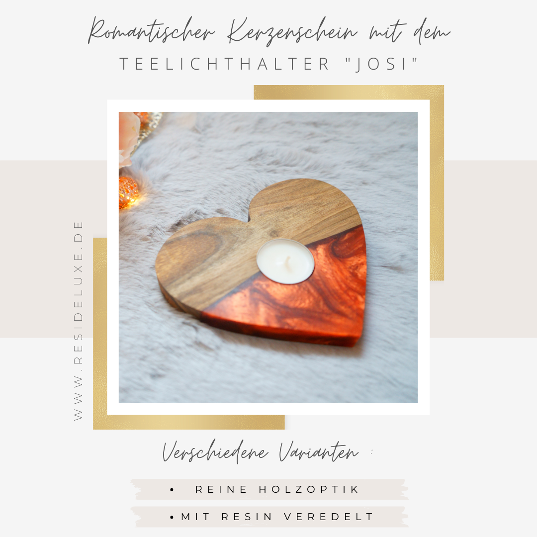 Teelichthalter &quot;JOSI&quot; (Walnuss/mahagoni rot)