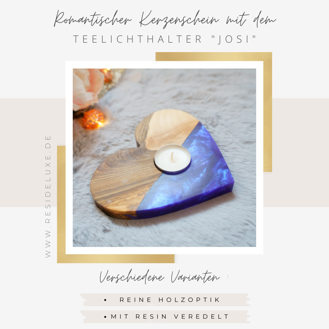 Teelichthalter &quot;JOSI&quot; (Walnuss/violett blau)