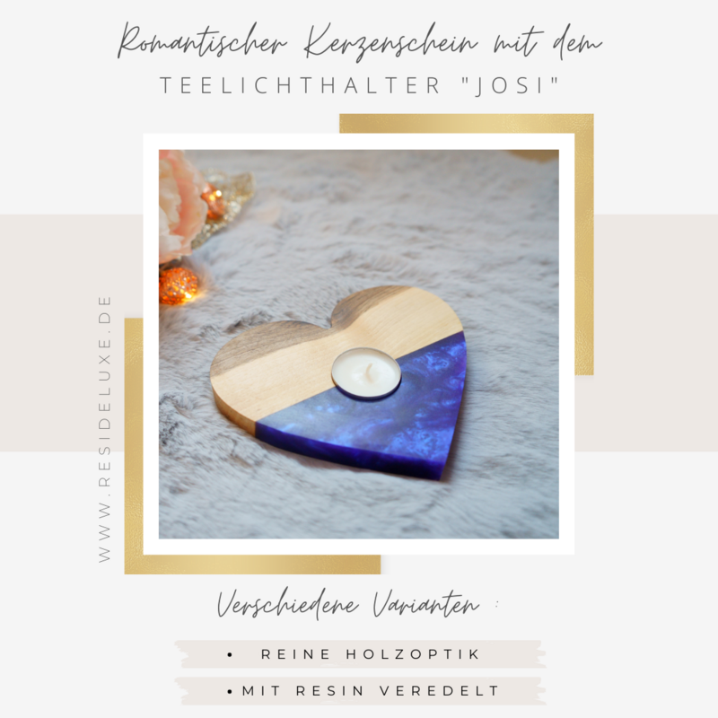 Teelichthalter &quot;JOSI&quot; (Walnuss/violett blau)