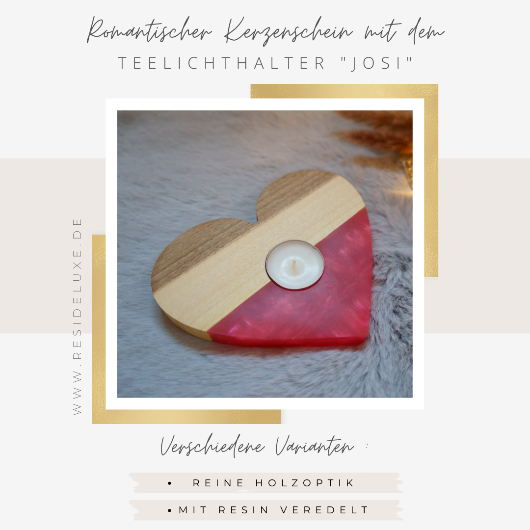 Teelichthalter &quot;JOSI&quot; (Walnuss/pink)