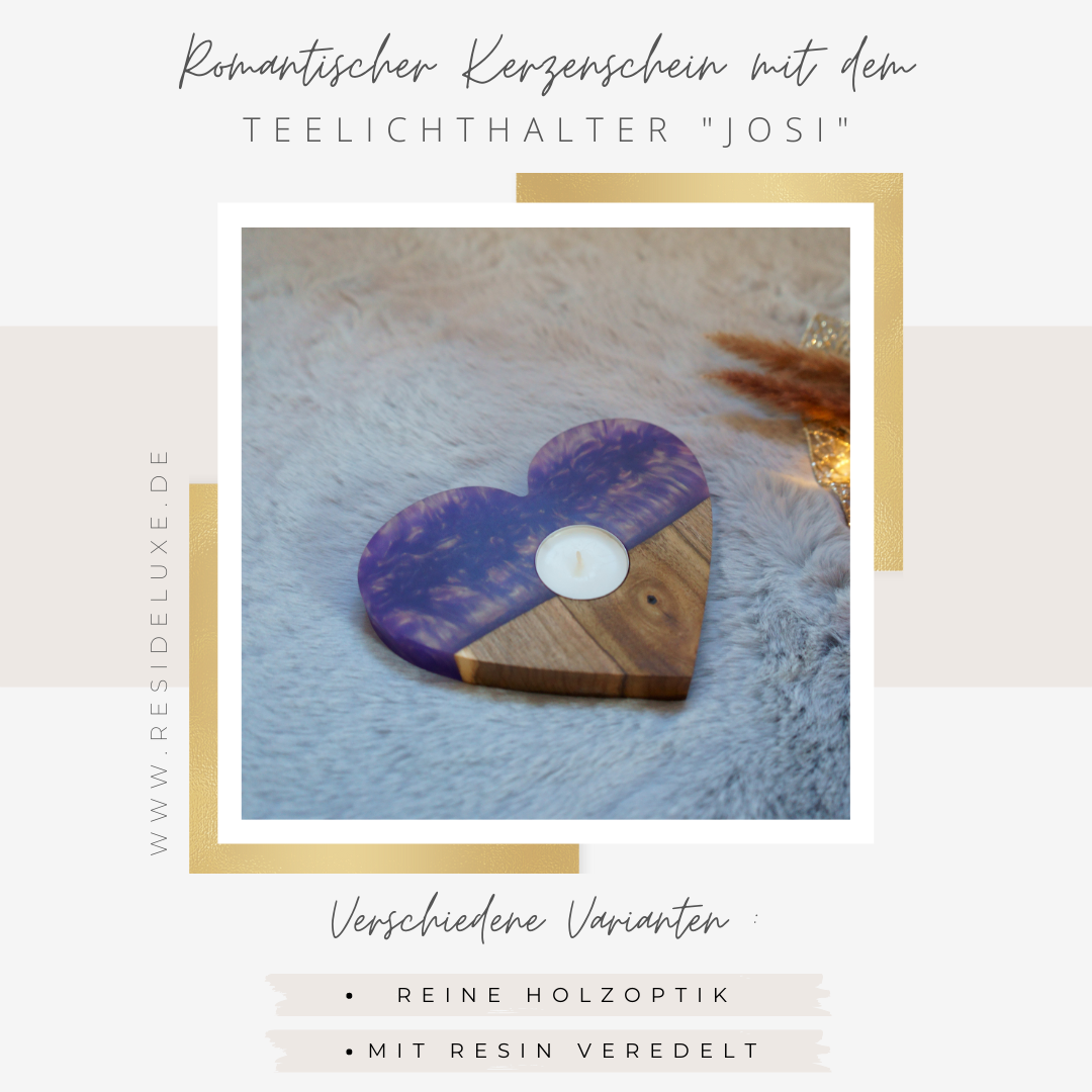 Teelichthalter &quot;JOSI&quot; (Walnuss/violett)