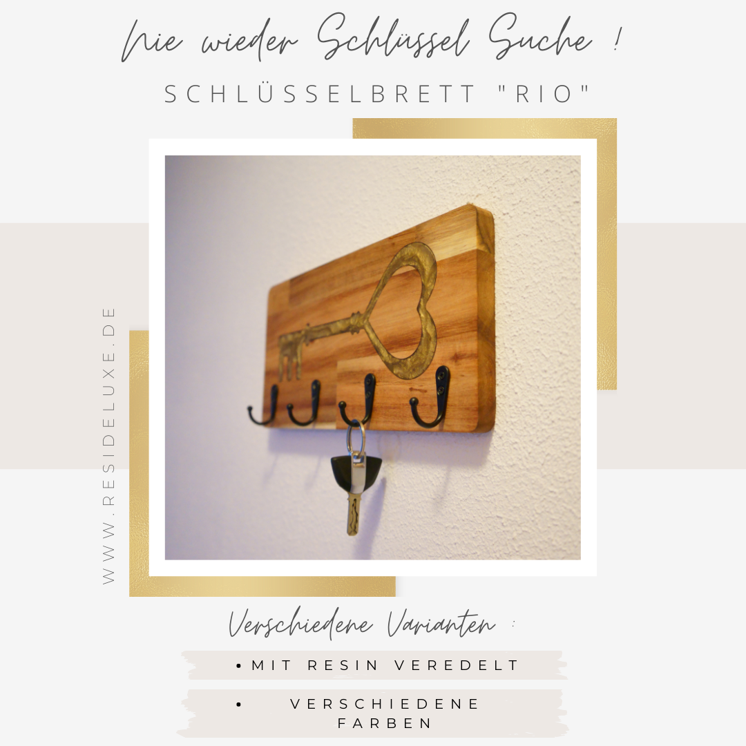 Schlüsselbrett &quot;RIO&quot; (Akazie/gold)