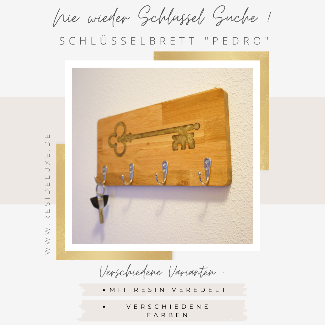 Schlüsselbrett &quot;PEDRO&quot; (Eiche/gold)