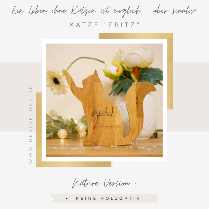 Katze &quot;FRITZ&quot; (Eiche / Nature Version mit Lasergravur )