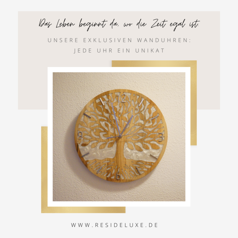 Wanduhr &quot;LEBENSBAUM&quot; (Eiche/weiß)