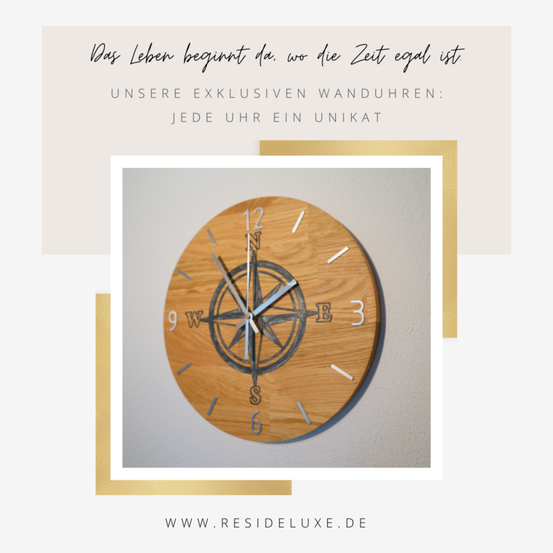 Wanduhr &quot;KOMPASSROSE&quot; (Eiche/anthrazit)