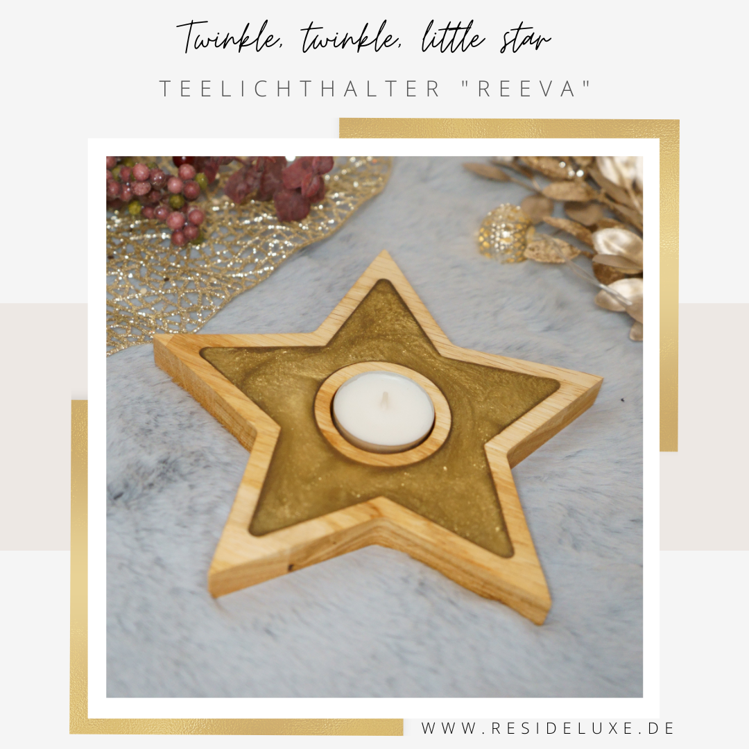 Teelichthalter &quot;REEVA&quot; (Eiche / gold metallic)