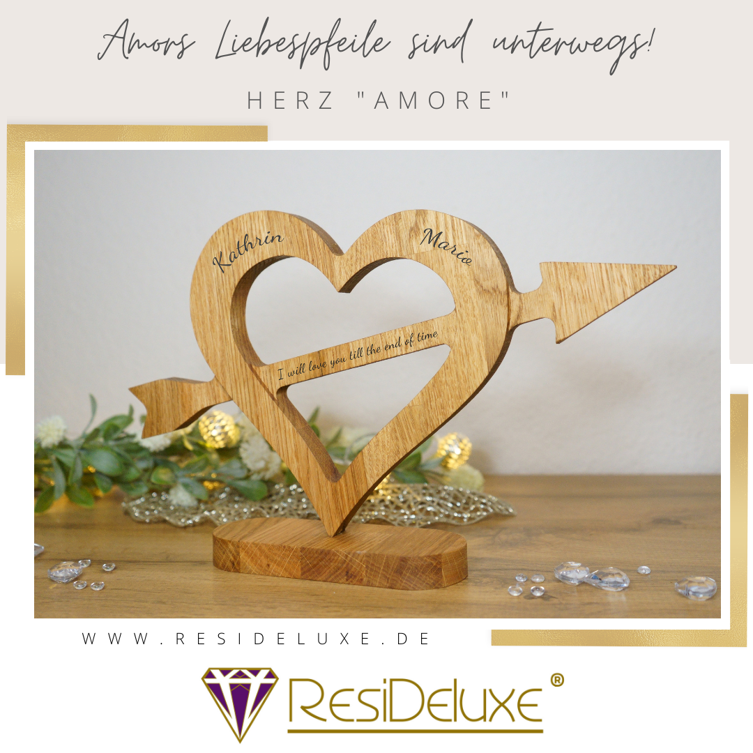 Herz &quot;AMORE&quot; (Eiche dunkel veredelt)