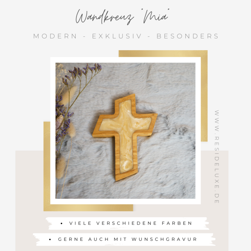 Wandkreuz &quot;MIA&quot; klein (Eiche/beige)
