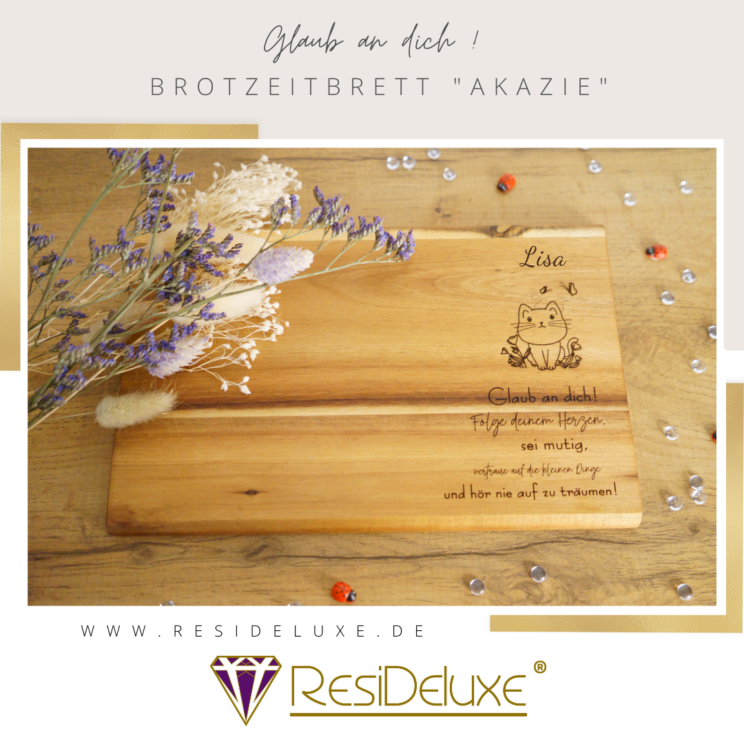 Brotzeitbrett (Akazie/Katze)