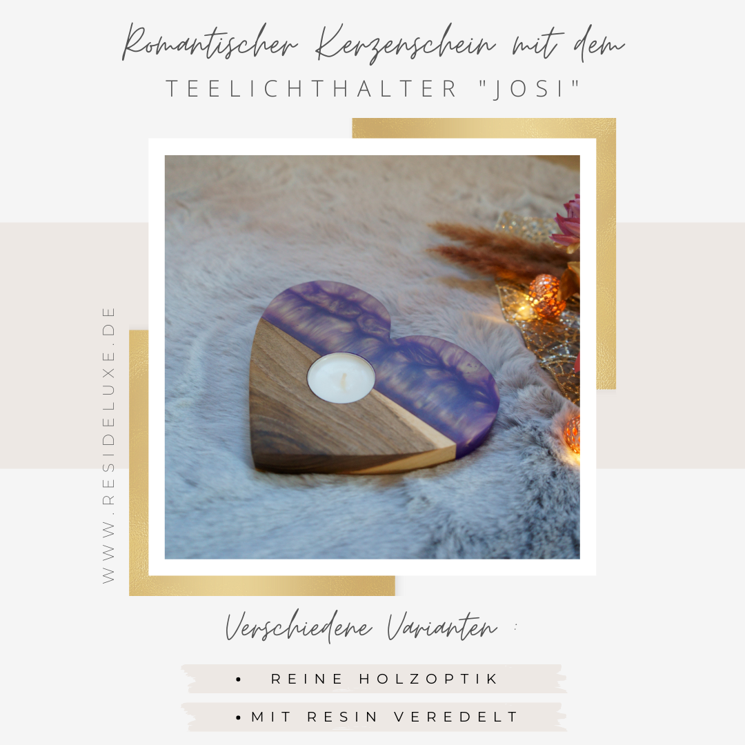 Teelichthalter &quot;JOSI&quot; (Walnuss/violett)