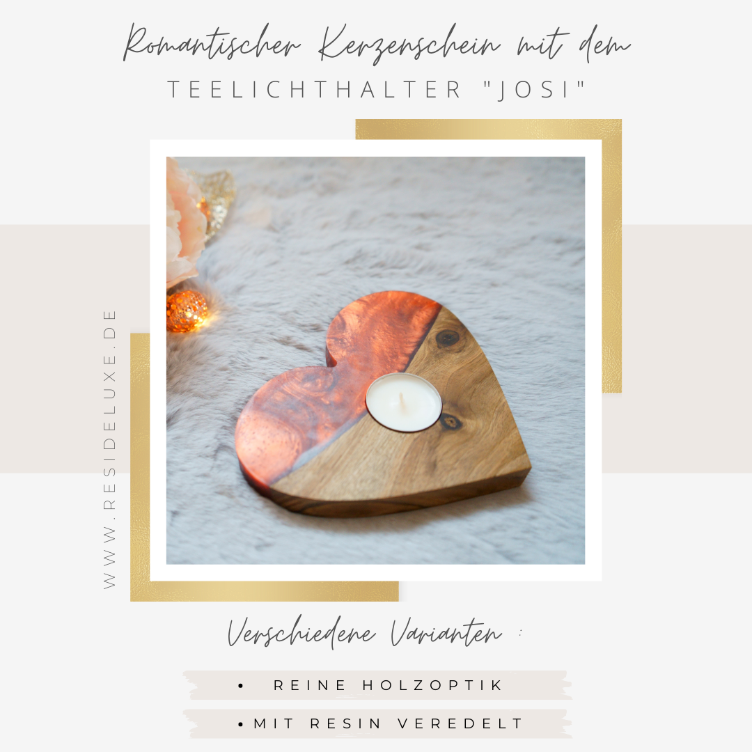 Teelichthalter &quot;JOSI&quot; (Walnuss/mahagoni rot)