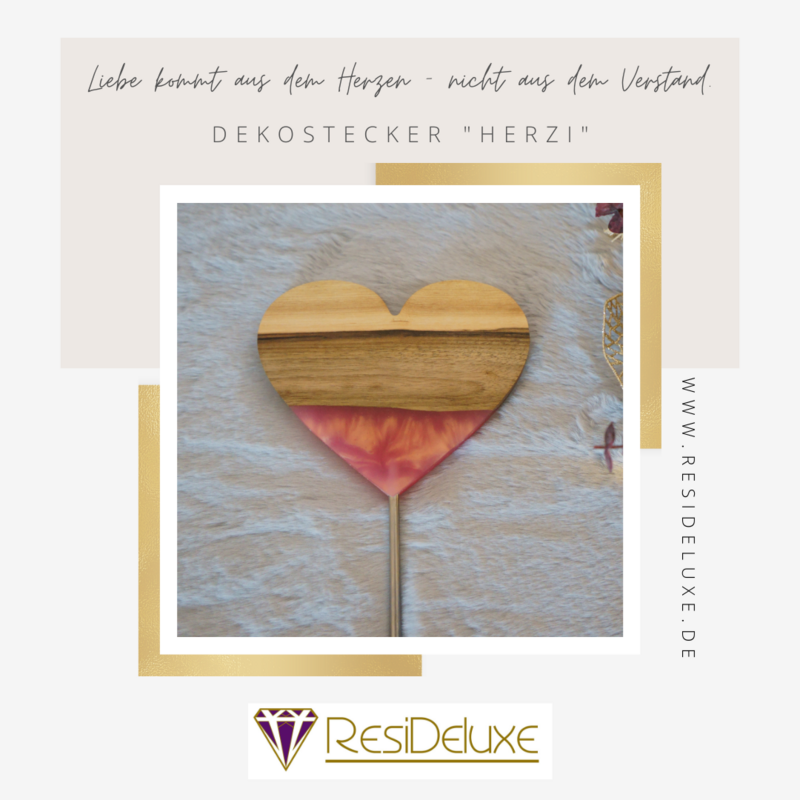 Dekostecker &quot;Herzi&quot; (Walnuss/roségold)