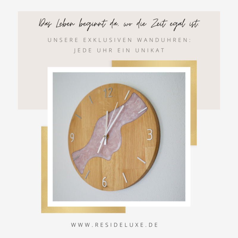 Wanduhr &quot;RIVER&quot; (Eiche/hellrosa)