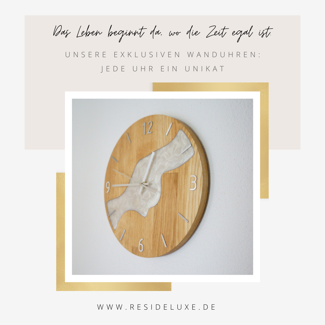 Wanduhr &quot;RIVER&quot; (Eiche/weiß)