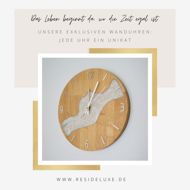Wanduhr &quot;RIVER&quot; (Eiche/weiß)