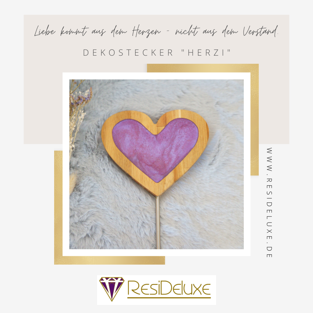 Dekostecker &quot;HERZI&quot; (Akazie/violett mit leichtem Blauschimmer)