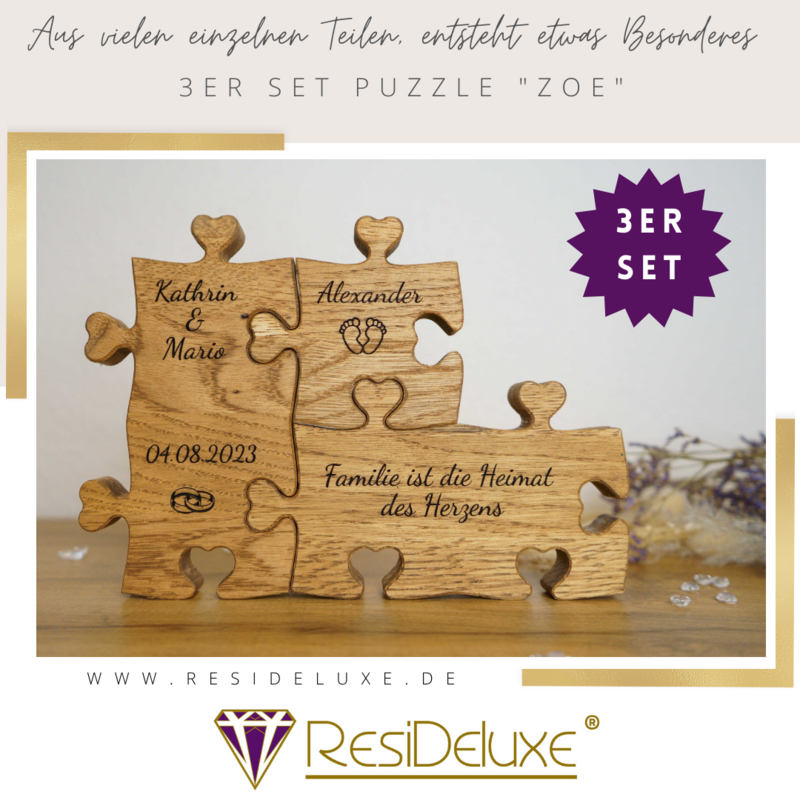 Puzzle Teile &quot;ZOE&quot; 3er Set (Teil A + B + C)