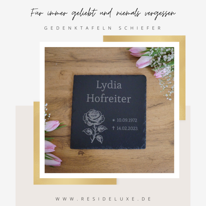 Gedenktafel Schiefer (Design: Rose)
