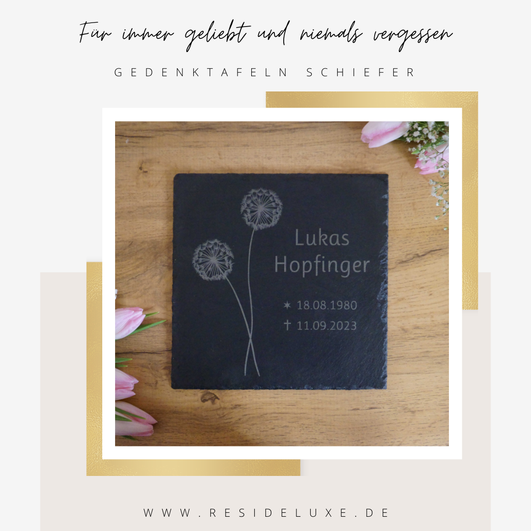 Gedenktafel Schiefer (Design: Pusteblume)