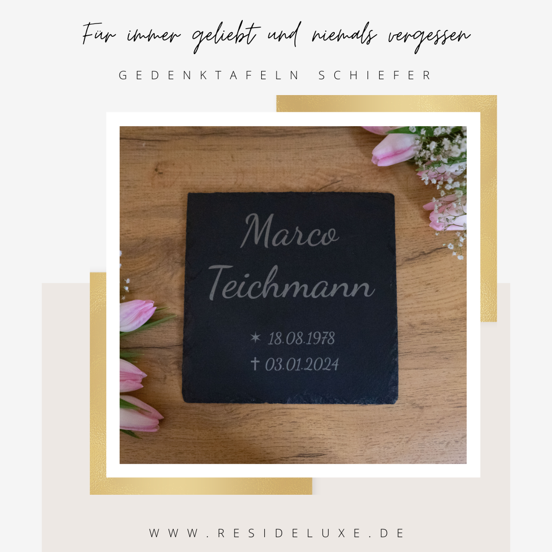 Gedenktafel Schiefer (Design: Schrift)