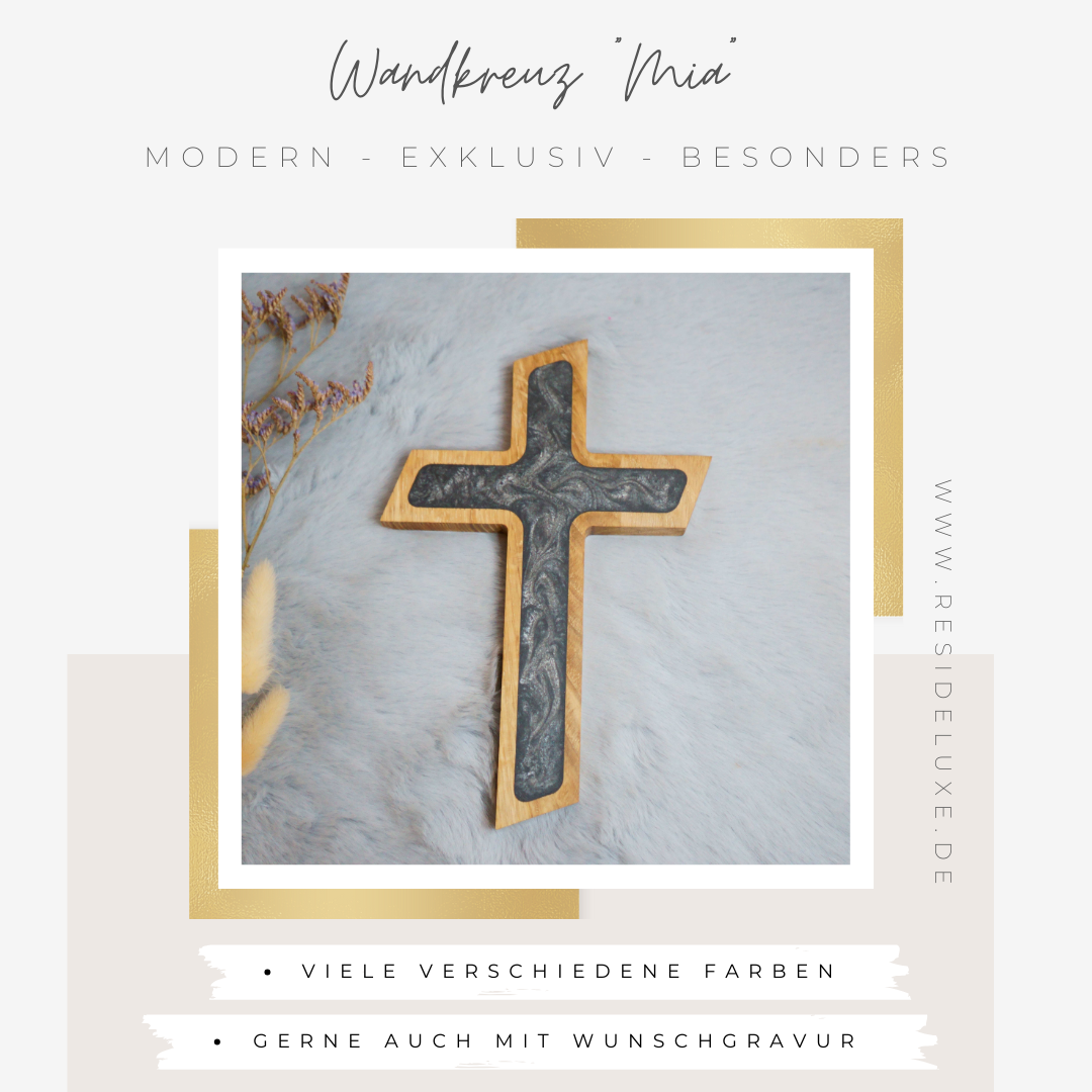 Wandkreuz &quot;MIA&quot; (Eiche/anthrazit)