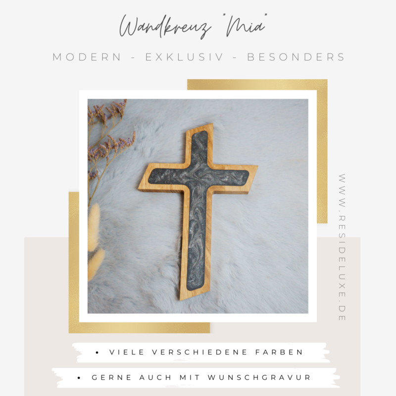 Wandkreuz &quot;MIA&quot; (Eiche/anthrazit)