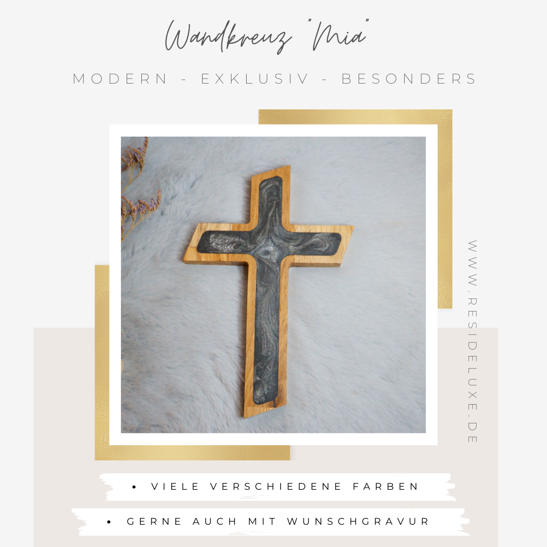 Wandkreuz &quot;MIA&quot; (Eiche/anthrazit)