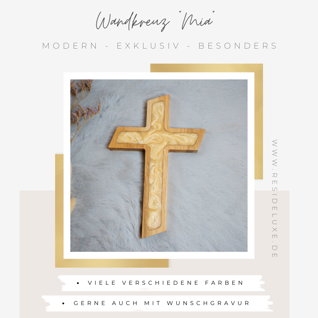 Wandkreuz &quot;MIA&quot; (Eiche/beige)
