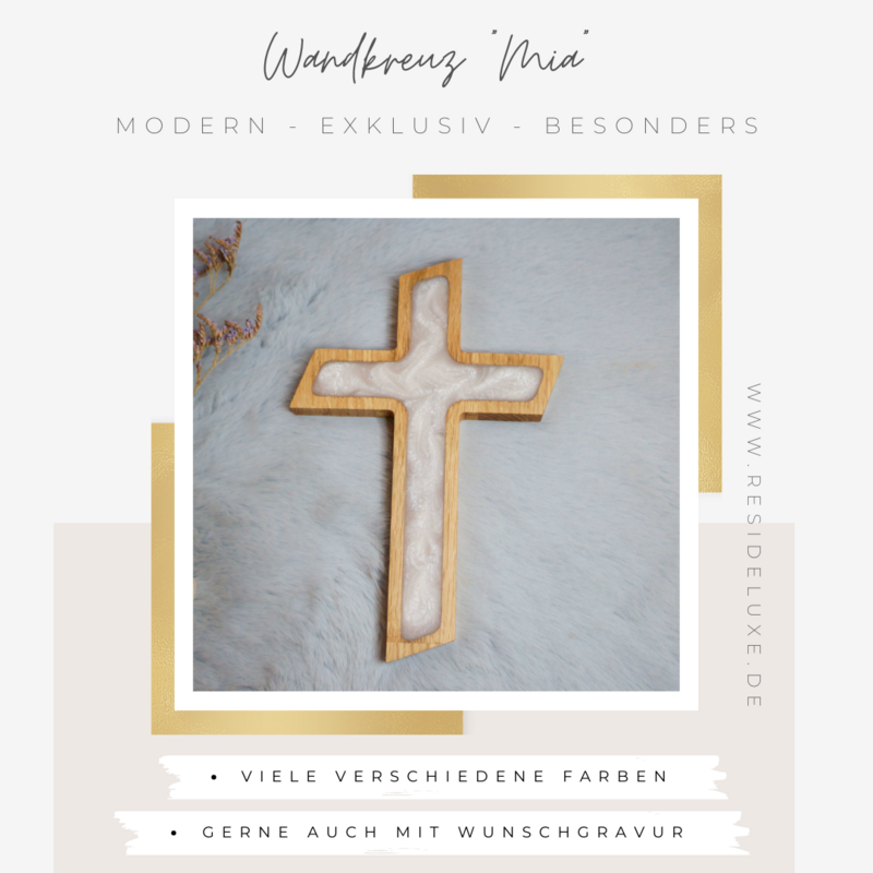 Wandkreuz &quot;MIA&quot; (Eiche/weiß)