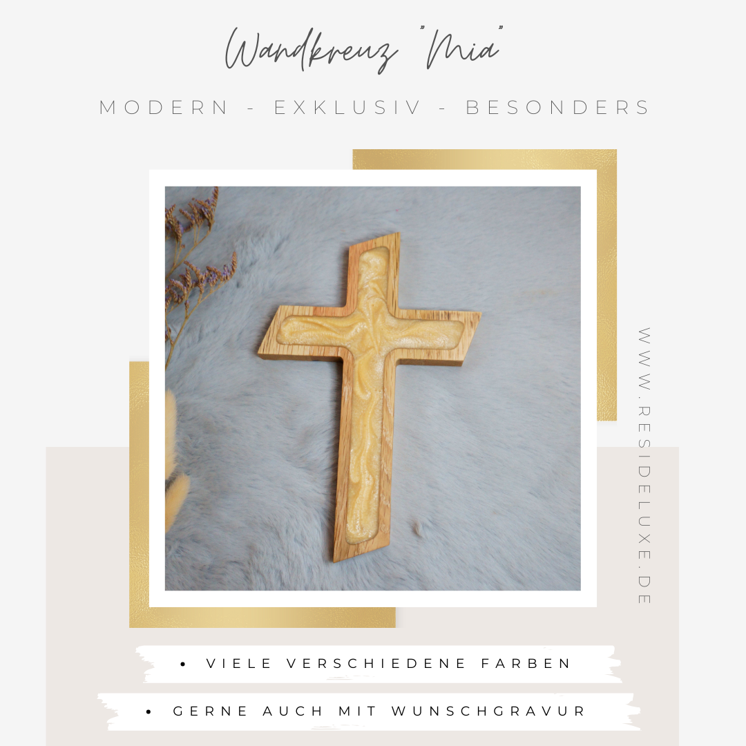 Wandkreuz &quot;MIA&quot; (Eiche/beige)