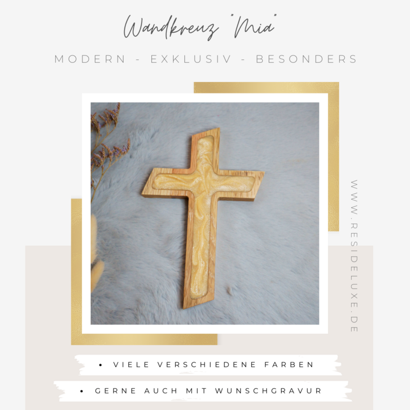 Wandkreuz &quot;MIA&quot; (Eiche/beige)