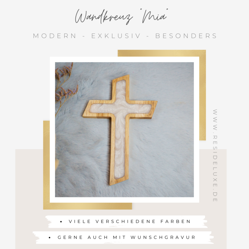 Wandkreuz &quot;MIA&quot; (Eiche/weiß)