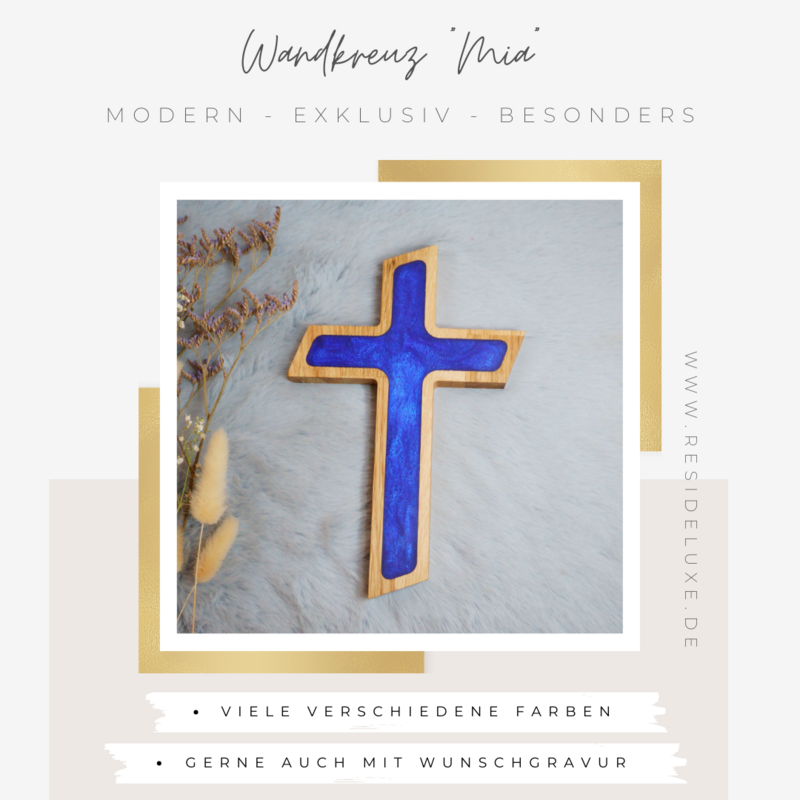 Wandkreuz &quot;MIA&quot; (Eiche/violett blau)