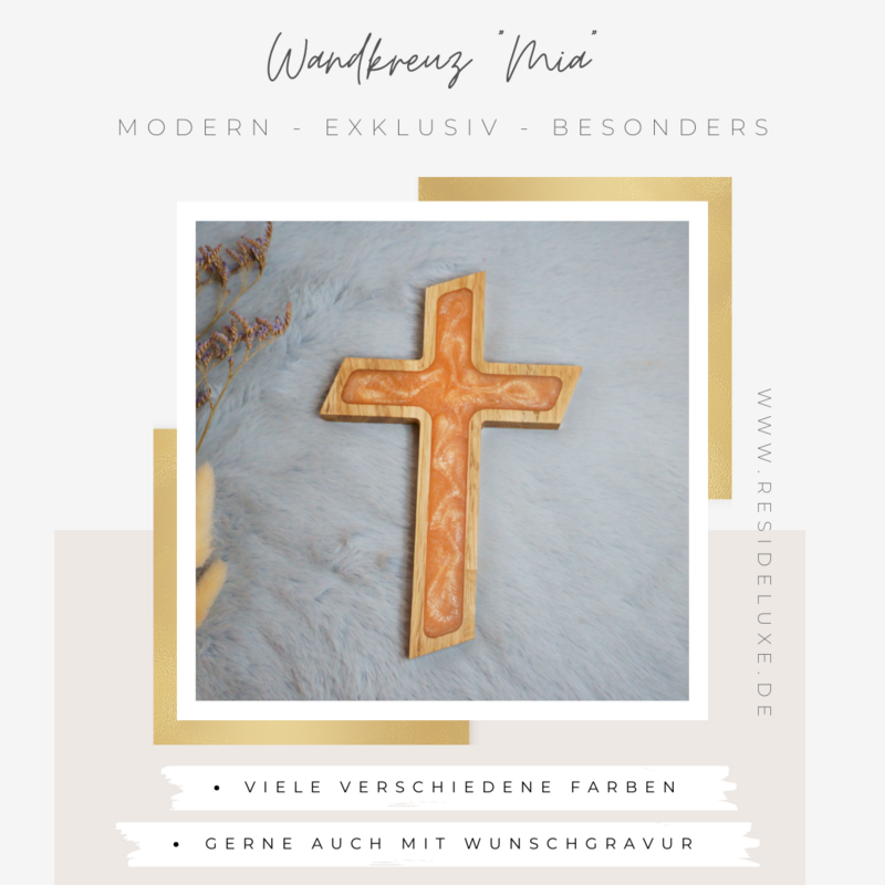 Wandkreuz &quot;MIA&quot; (Eiche/hellorange)