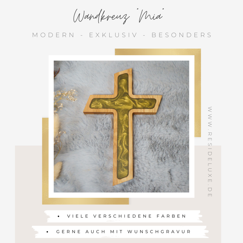 Wandkreuz &quot;MIA&quot; (Eiche/olive)