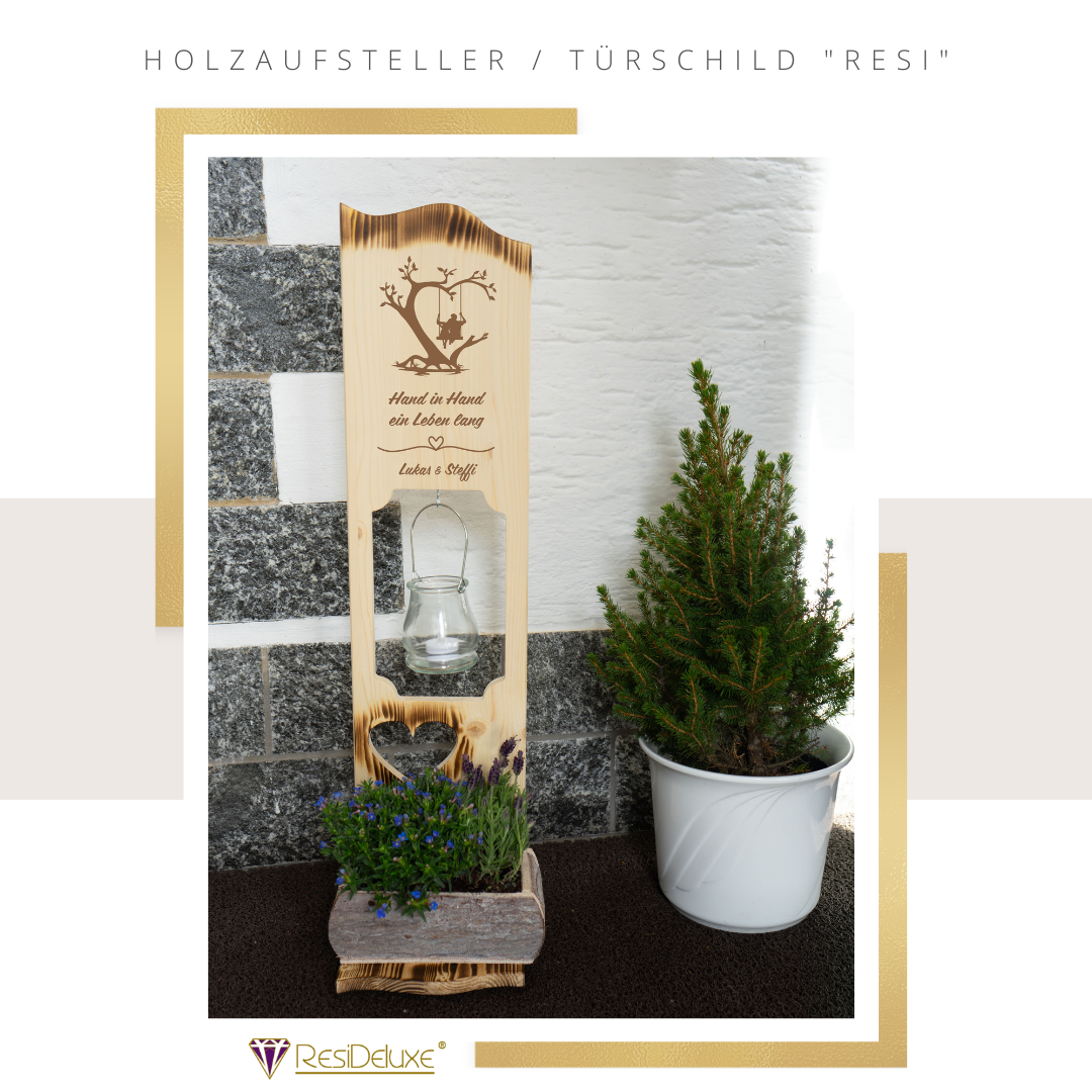 Holzaufsteller &quot;RESI&quot; (Modell: Baum mit Schaukel)