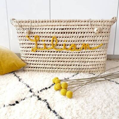 Moroccan craft trunk in palm leaves