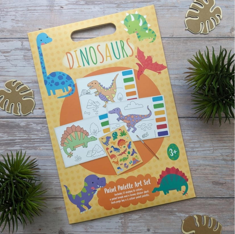 Set artistico con palette di colori - Dinosauri
