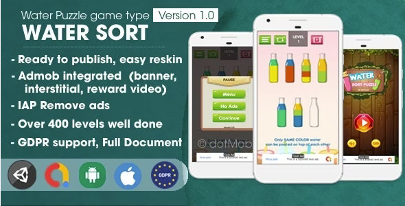Water Sort Puzzle - Unity Complete Project Source Code *SALE*