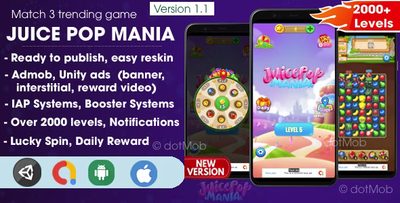 Juice Pop Mania - Match 3 Game Unity Project