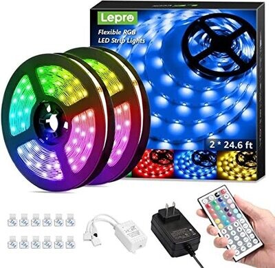 TIRA LED MULTICOLOR CON CONTROL REMOTO, DE 5 METROS, 120 VOLTIOS.