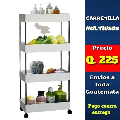 Carretilla de 4 niveles con rodos, multiusos