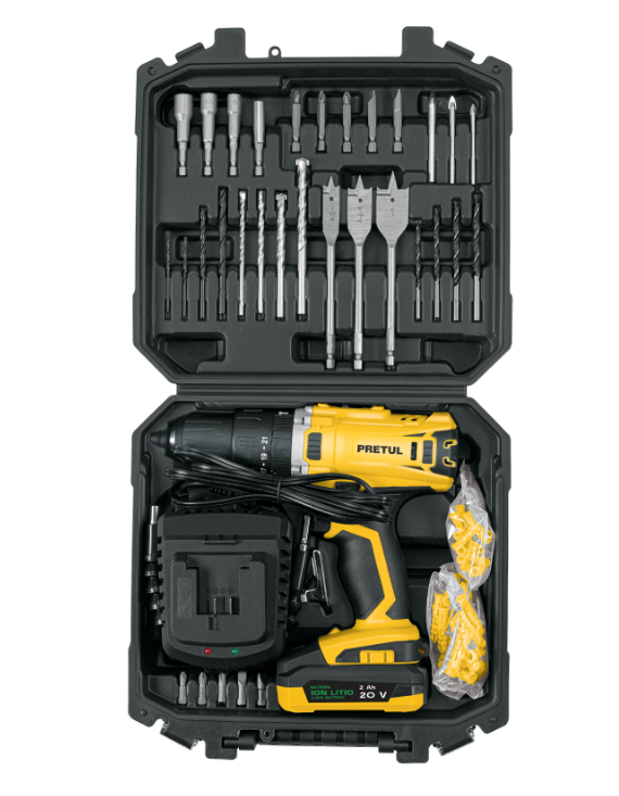 Kit rotomartillo inalámbrico 1/2″ 20V y 32 accesorios Pretul