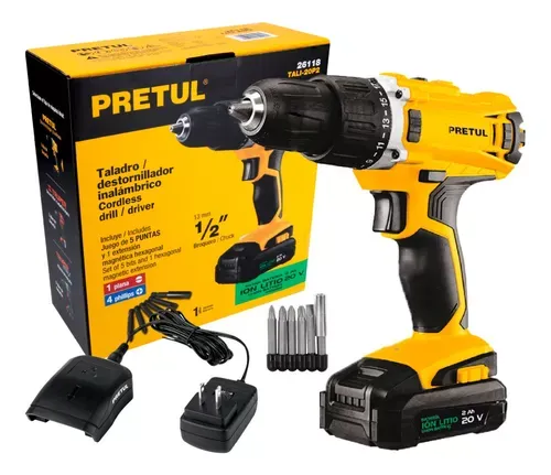 Taladro y destornillador inalámbrico 1/2″ 20 V Pretul