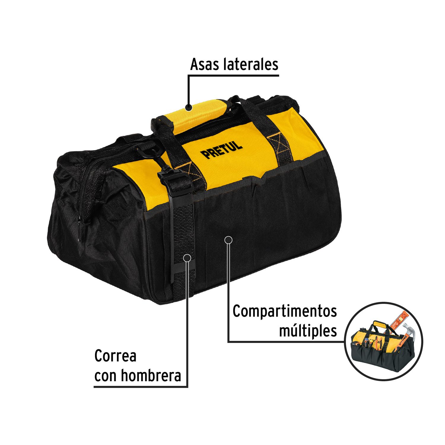 Maletín portaherramientas 16&quot;, Pretul