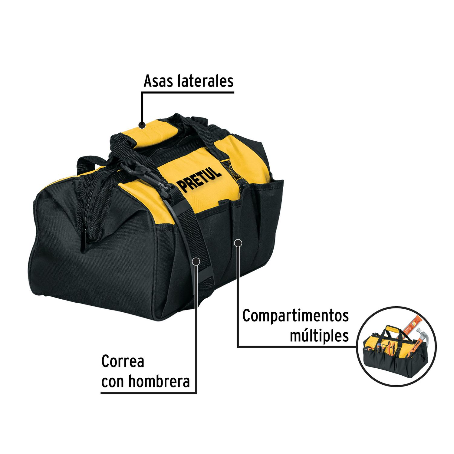 Maletín portaherramientas 14&quot;, Pretul