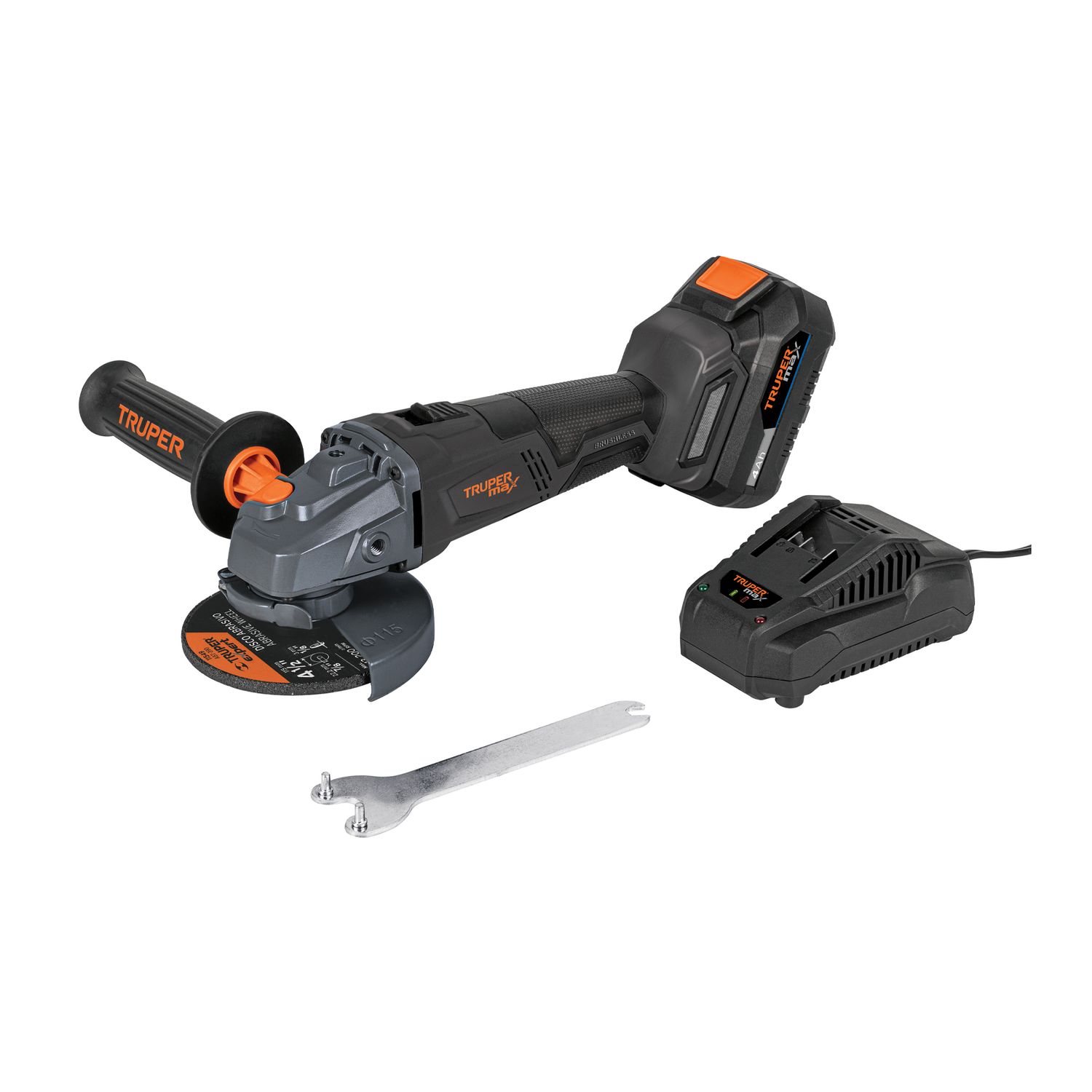 Esmeriladora angular inalámbrica 4-1/2&quot;, 20V, sin carbones