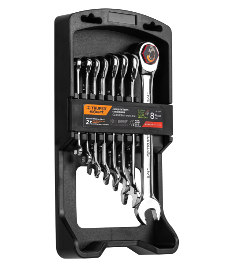 Juego de 8 llaves combinadas std pulidas con matraca, Expert