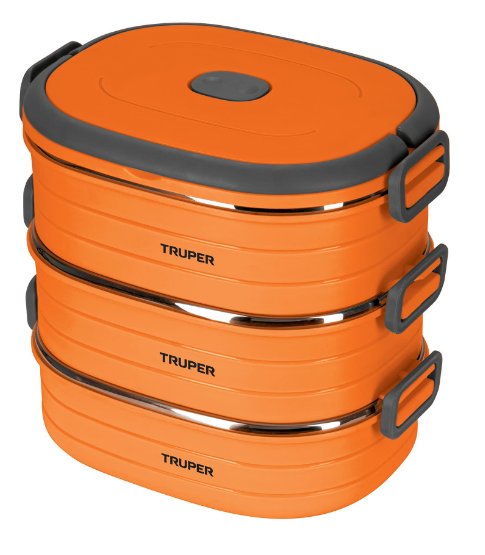 Truper Lonchera térmica con 3 contenedores de acero inoxidable